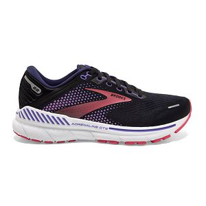 Brooks Adrenaline GTS 22 Road Running Shoes - Womens, Black/Purple/Coral | IE-PGT485309